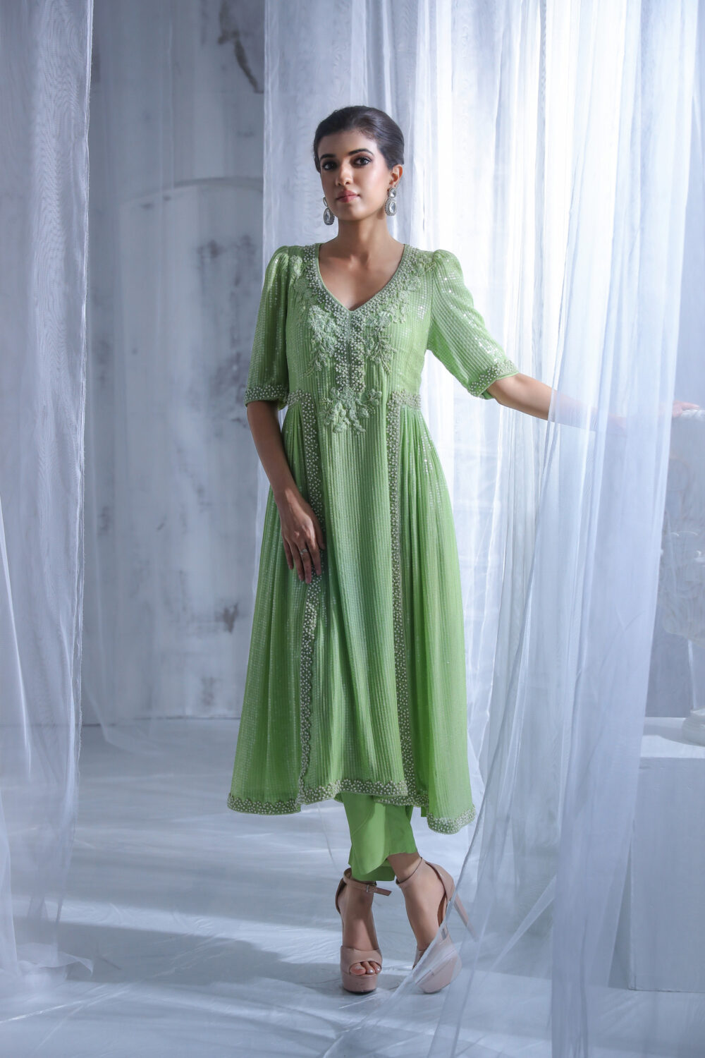 Celestial Leafy Kurta Trouser Suit