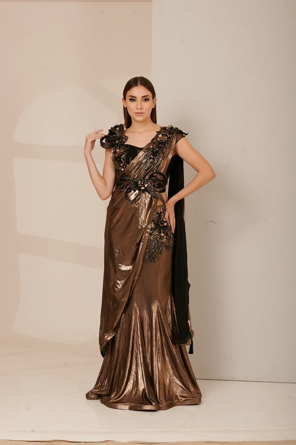 Antique Gold Kali Drape Saree