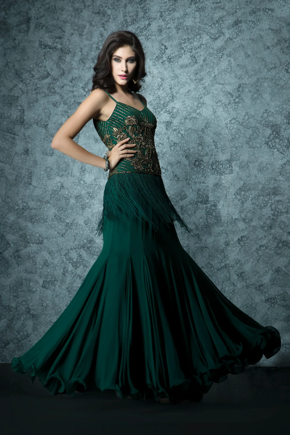 Emerald Whirl Gown